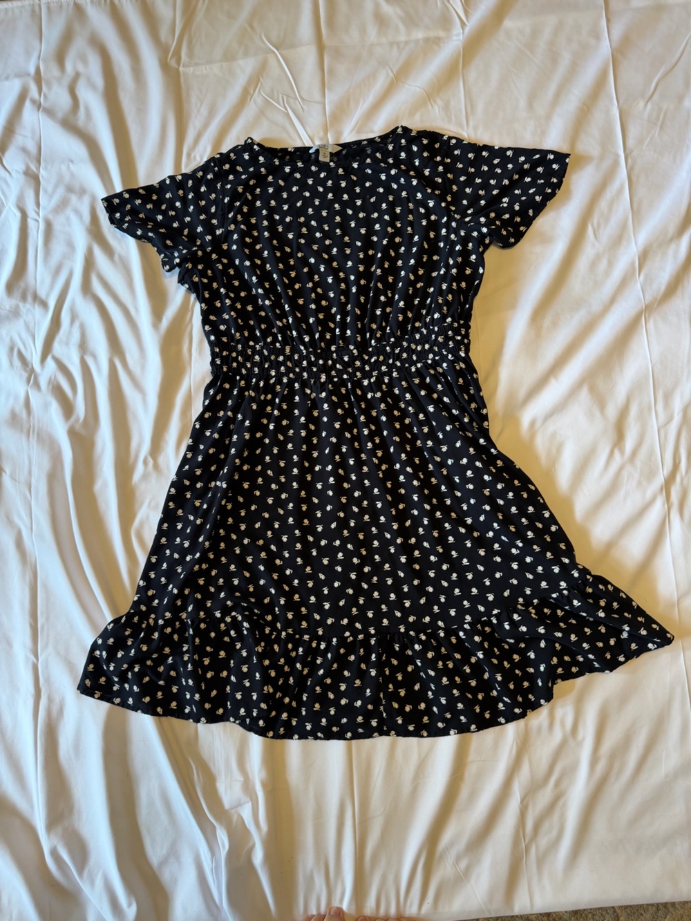 Croft & Barrow Black Floral Ruched Women’s dress